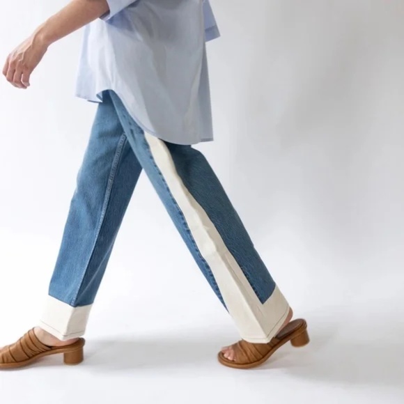 B SIDES Indigo and Ivory Straight Leg Jeans - Picture 12 of 14